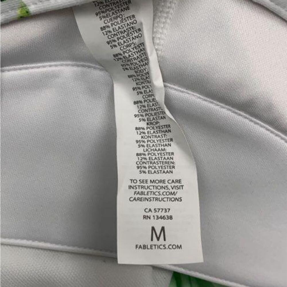 Fabletics Women Medium White and Green Black Sports Bra NWT - Picture 2 of 4